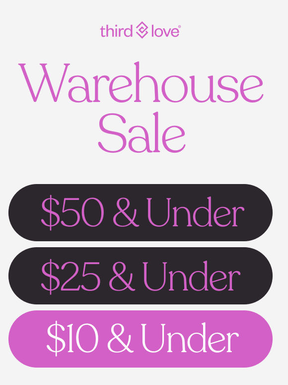 Warehouse Sale: Up to 60% off select styles