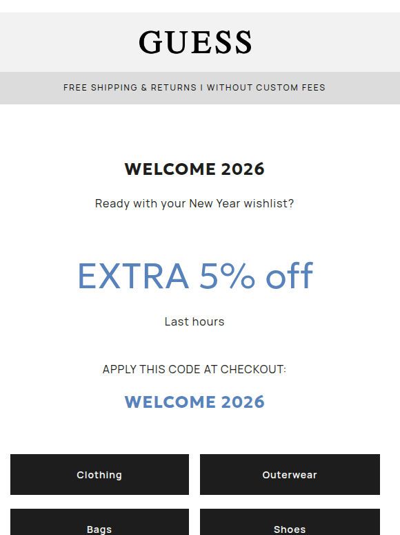 Final hours for your 5% extra OFF