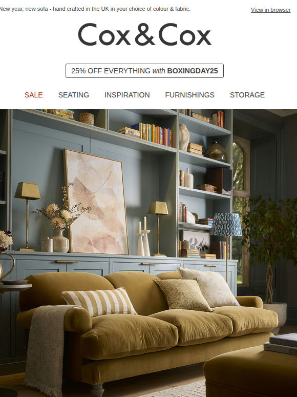 25% OFF custom made sofas + up to 50% OFF in Winter SALE!