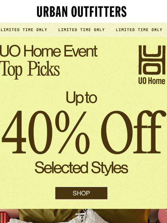 REMINDER ⭐ up to 40% OFF UO Home →