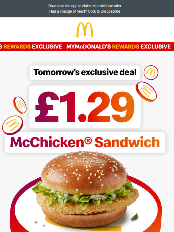 Monday only – £1.29 McChicken® sandwich!