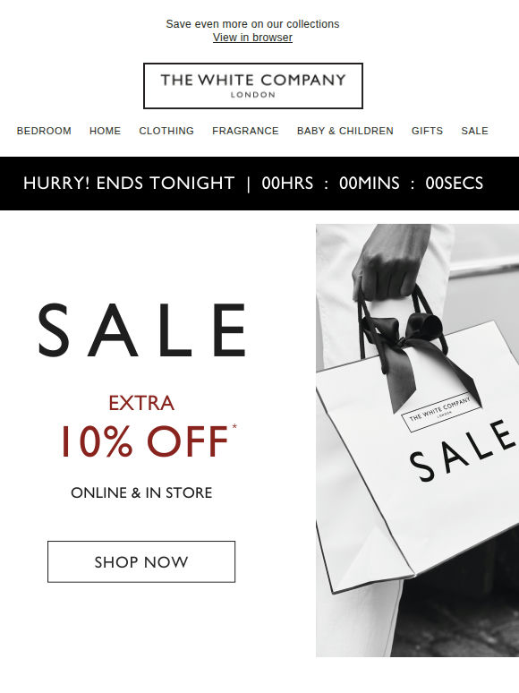 Act fast! Extra 10% off sale ends tonight