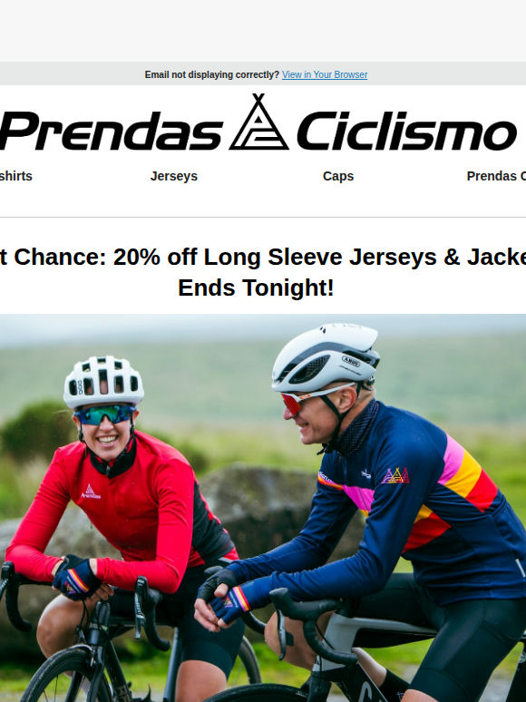 Don't Miss Out: 20% off Jackets & Long Sleeve Jerseys Ends Tonight!