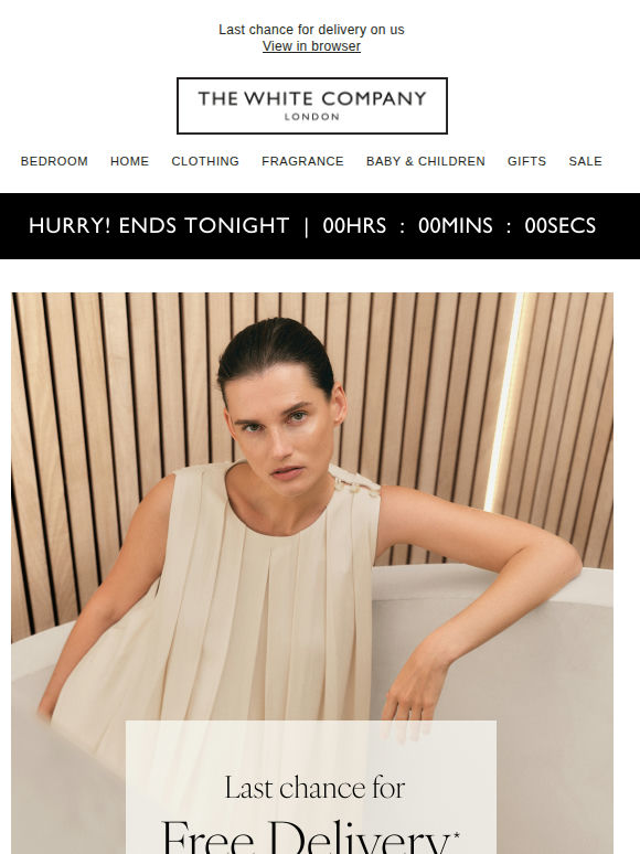 Ends tonight! Free delivery