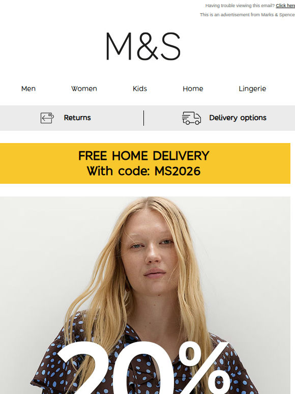 FREE delivery + 20% off (yes, really)