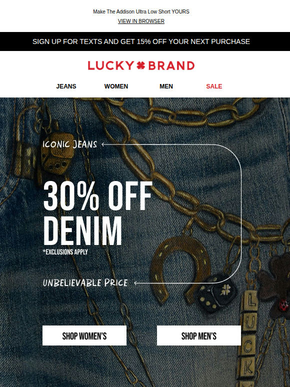 30% Off Quality Denim You Love