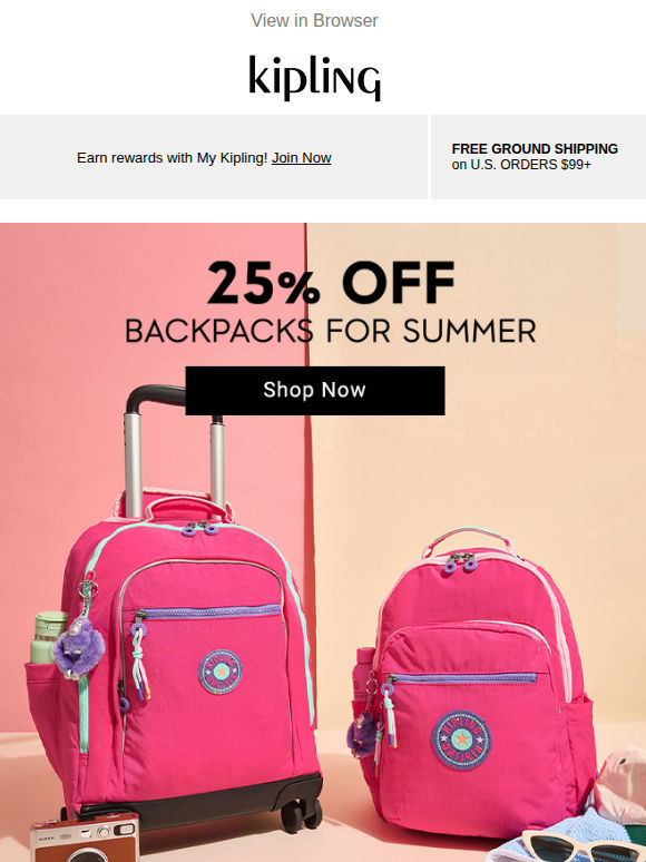 Final Day! 25% Off Backpacks For Summer!