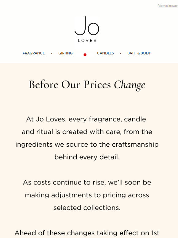 A Little Advance Notice from us