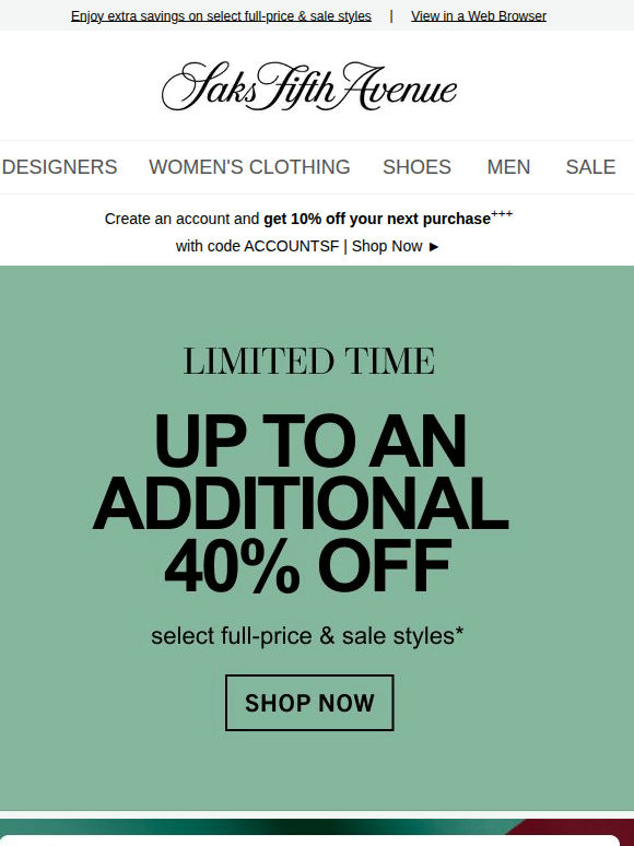 Limited time: up to an additional 40% off