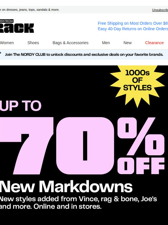 New markdowns up to 70% OFF