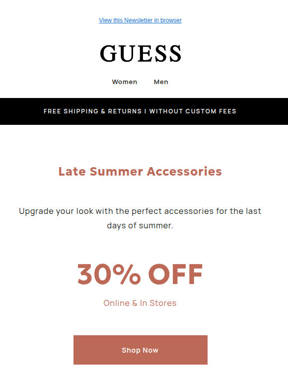 30% Off Late Summer Accessories