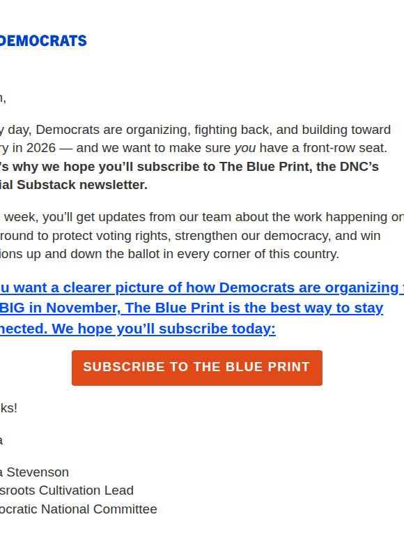 Stay in the loop by subscribing to the Blue Print