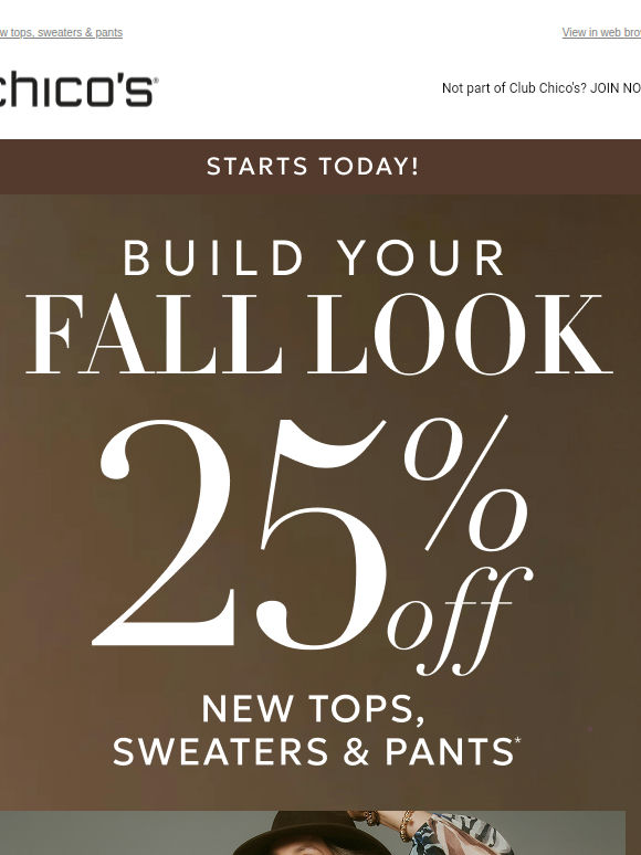 Build Your Fall Look (25% Off) Starts Now!