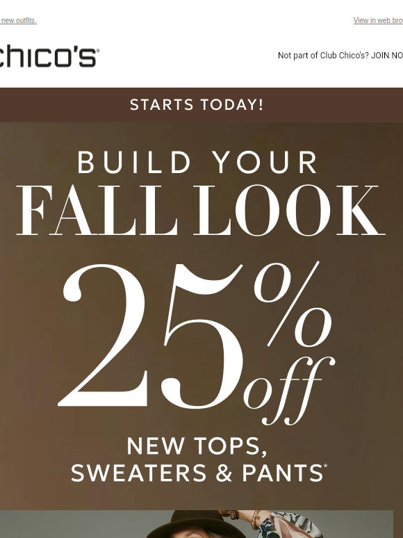 Step Into Fall: 25% OFF TOPS, SWEATERS & PANTS!