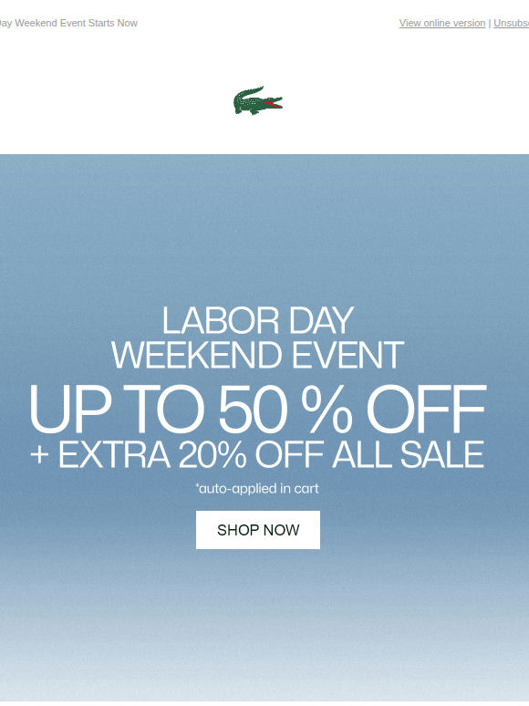 Up to 50% Off + Extra 20% off All Sale