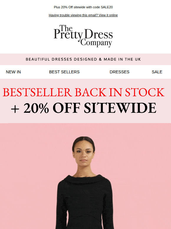 Bestseller Back in stock, 20% Off sitewide