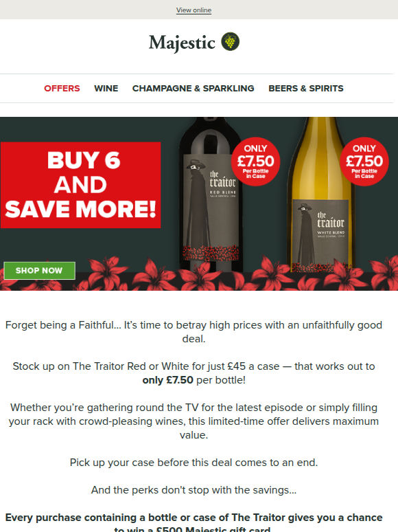 Forget being a Faithful... The Traitor is just £7.50 a bottle
