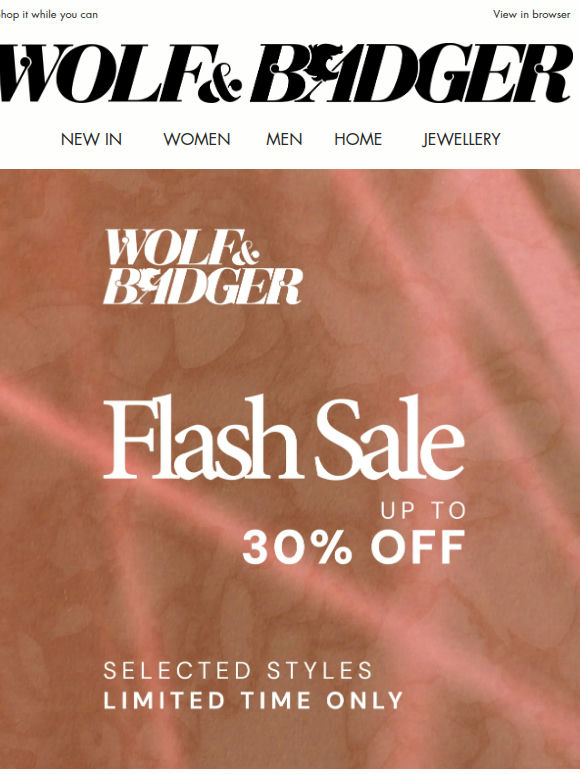 Flash Sale: Up To 30% Off Starts Now!