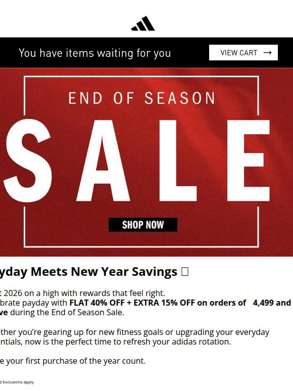 Start 2026 Strong with FLAT 40% + EXTRA 15% OFF*