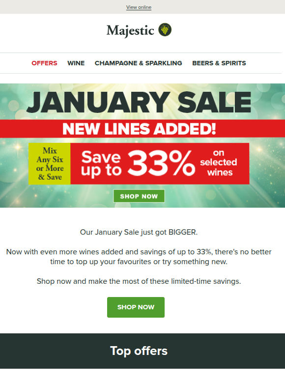 January Sale – new wines added. Save up to 33%!