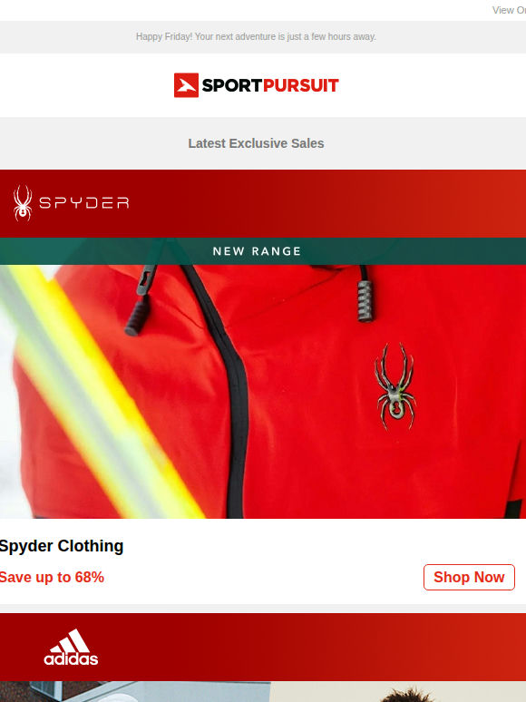 Up to 68% Off: Spyder - New Range | Adidas | Insulated Jackets | Castelli Cycling Clothing | Fundango - Price Drop