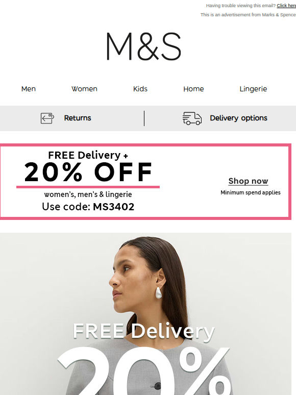 20% off, plus bonus free delivery? Yes, really