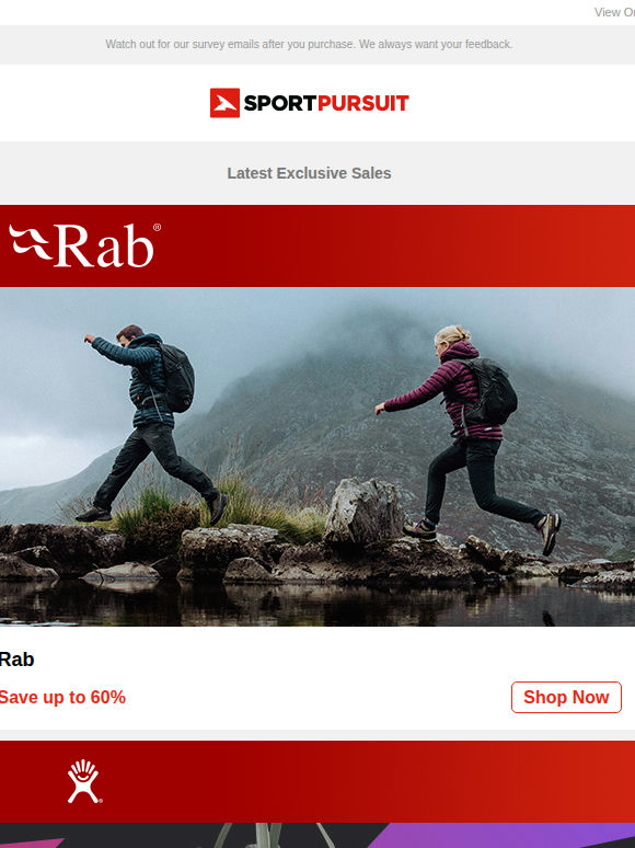 Rab | Hydroflask | Brooks | Chrome Bags & Clothing | Cruyff | Up to 62% Off!