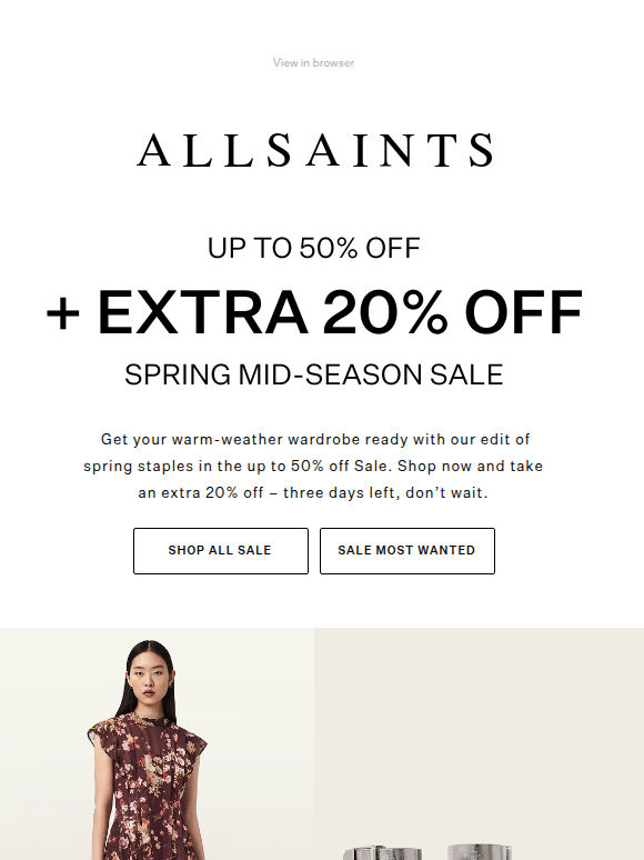 3 Days Left: Extra 20% Off Sale