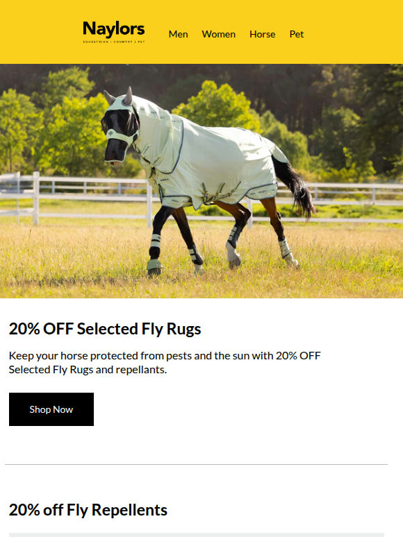 20% OFF Selected Fly Rugs