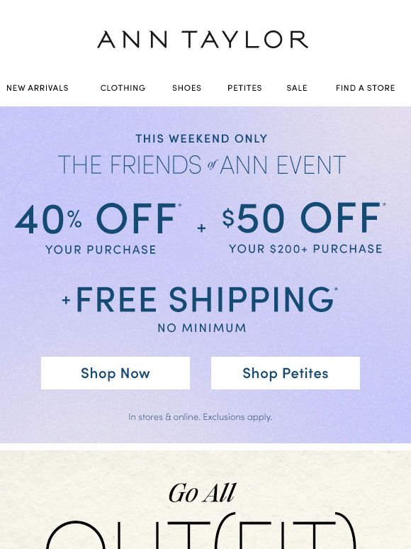 Free Shipping + 40% Off + Extra $50 Off