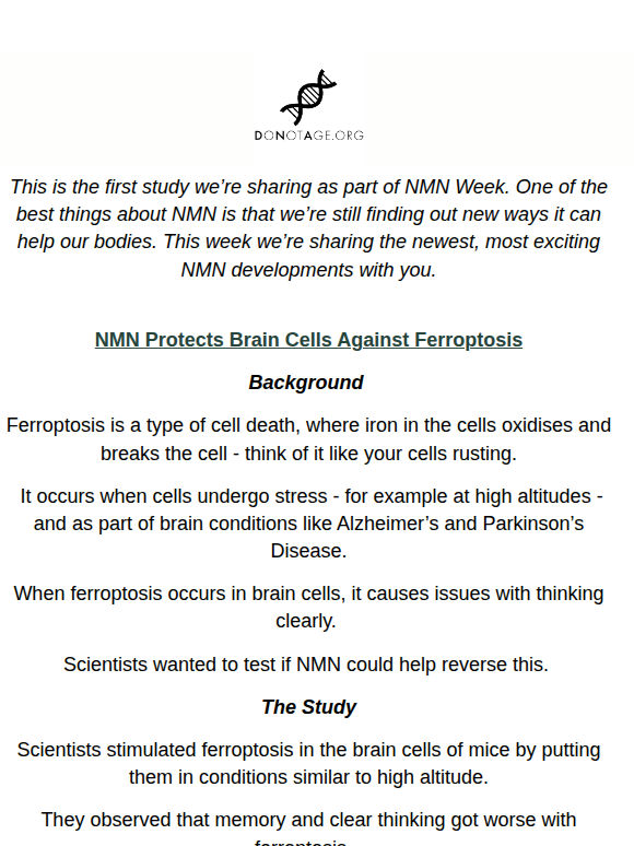 Study: NMN Helped Protect Brain Cells 🧠