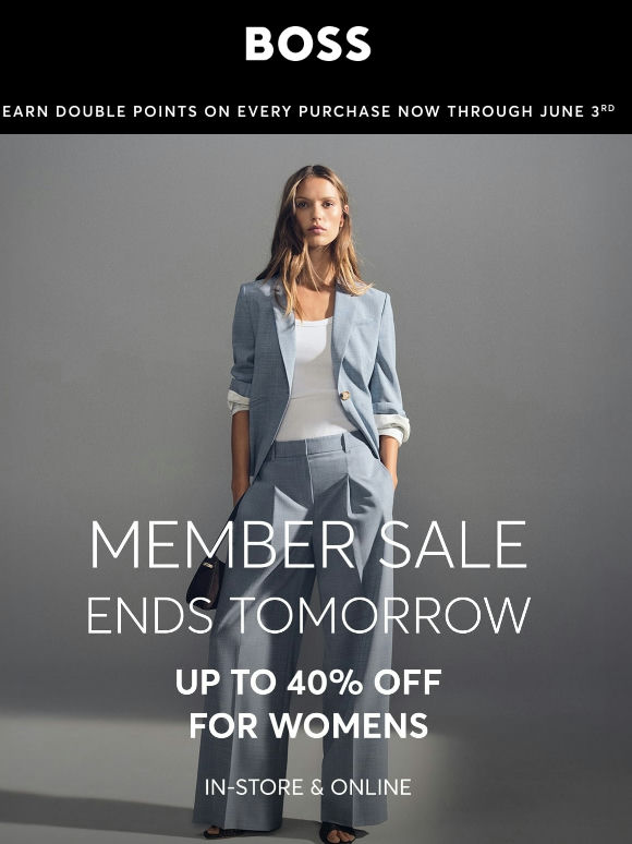 Up to 40% off womenswear ends tomorrow!