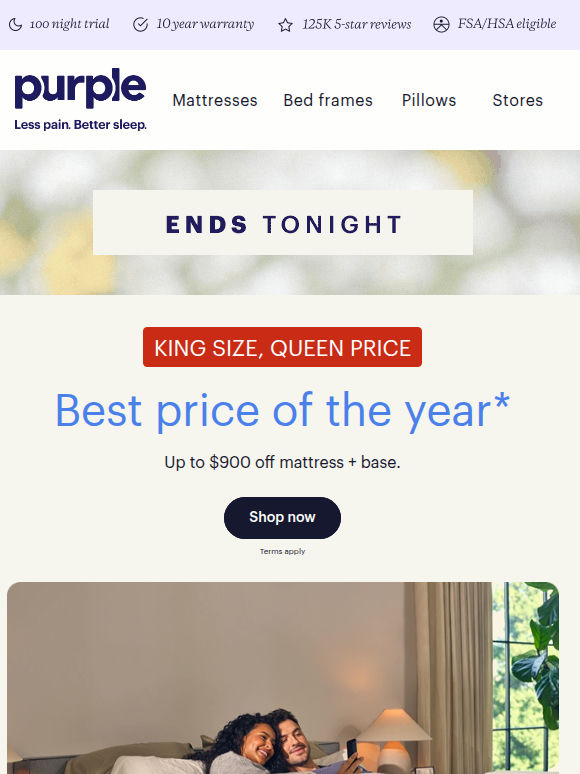 Last day to save up to $900 on a mattress + base.