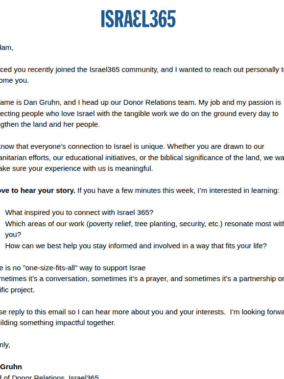 ✍️ A personal note from Israel365