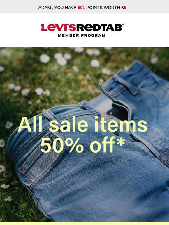 All sale items 50% off
