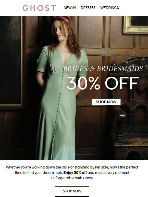 30% Off Bridesmaid & Bridal Styles