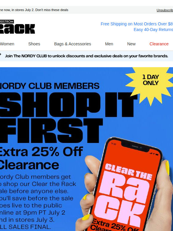 On now: Shop Clear the Rack FIRST