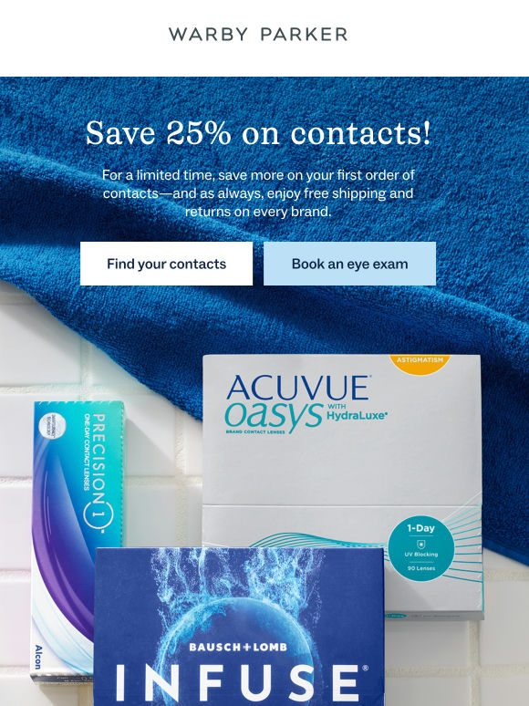 Update: 25% off contacts!