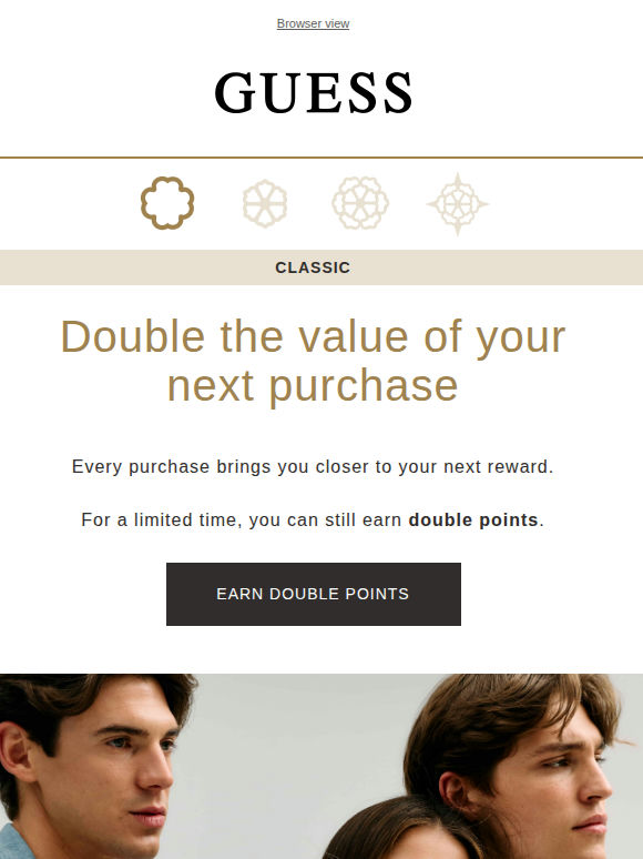 Your next purchase comes with double points