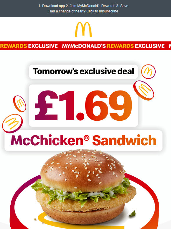 🚨 Grab a McChicken® Sandwich for £1.69 🚨