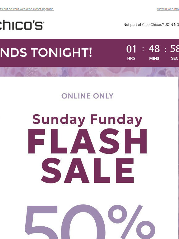 Ends tonight! 50% off select styles