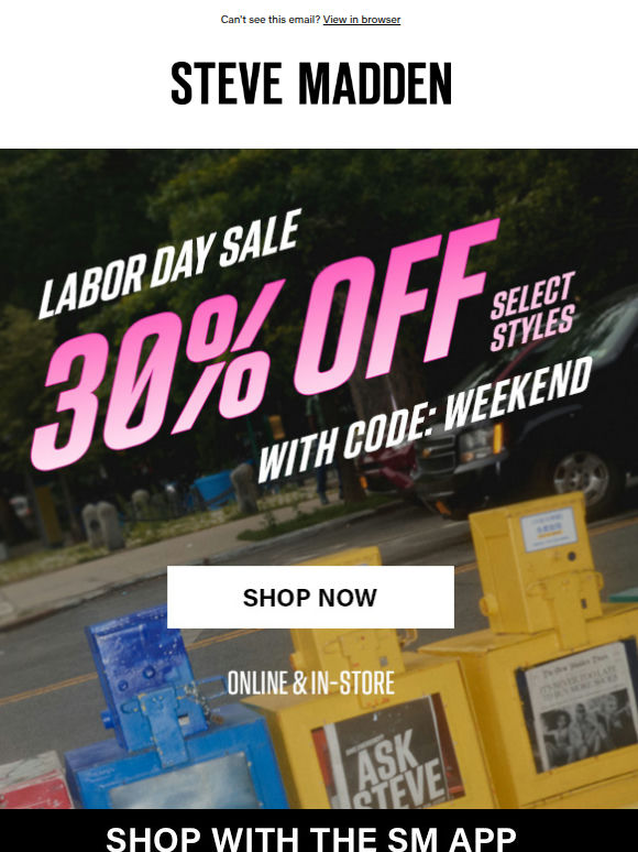 30% Off Select Styles Starts NOW