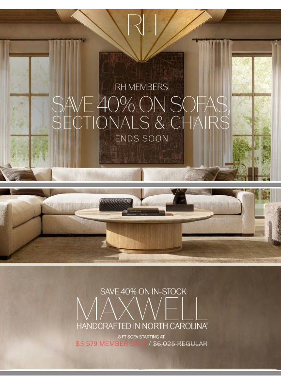 Ends Soon. Save 40% on Sofas, Sectionals & Chairs.