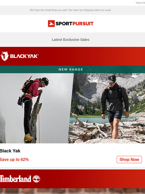 Black Yak - New Range | Timberland | Clif Nutrition | Vulpine Clothing | Smartwool Socks | Up to 70% Off!