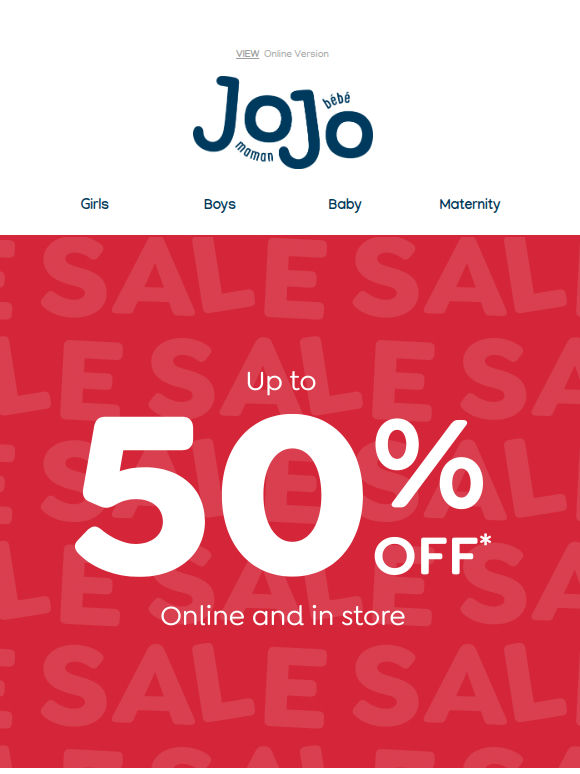 SALE by size - up to 50% off