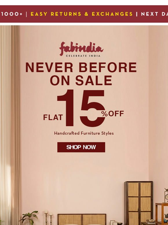 🪑 NEVER BEFORE: Flat 15% Off on Furniture