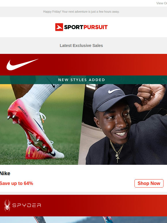 Up to 70% Off: Nike | Spyder Snow | Kilpi | Waterproof Jackets | Fox MTB Gear and Apparel