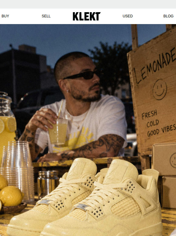 Available now: The J.Balvin x AJ4 'Lemonade' 🍋