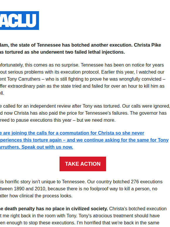 Christa Pike was tortured by Tennessee