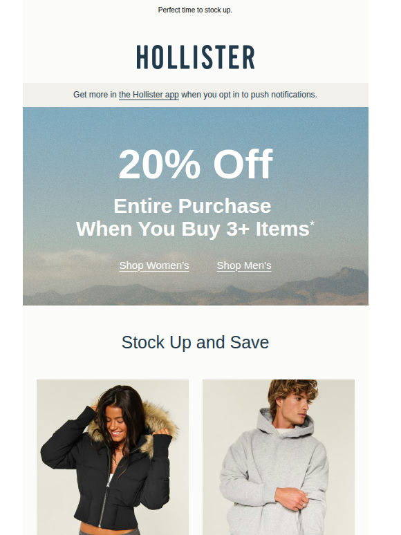 20% off ENTIRE PURCHASE when you buy 3+ items!*